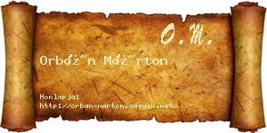 Orbán Márton névjegykártya